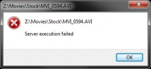 Server Execution Failed message